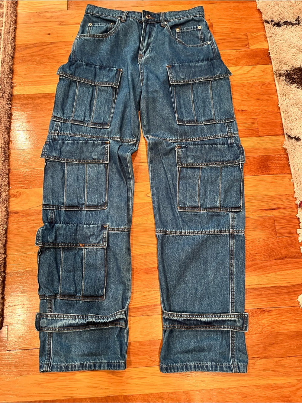 Women’s Torn by Ronny Kobo unique, multi pocket Jeans with adjustable bottoms